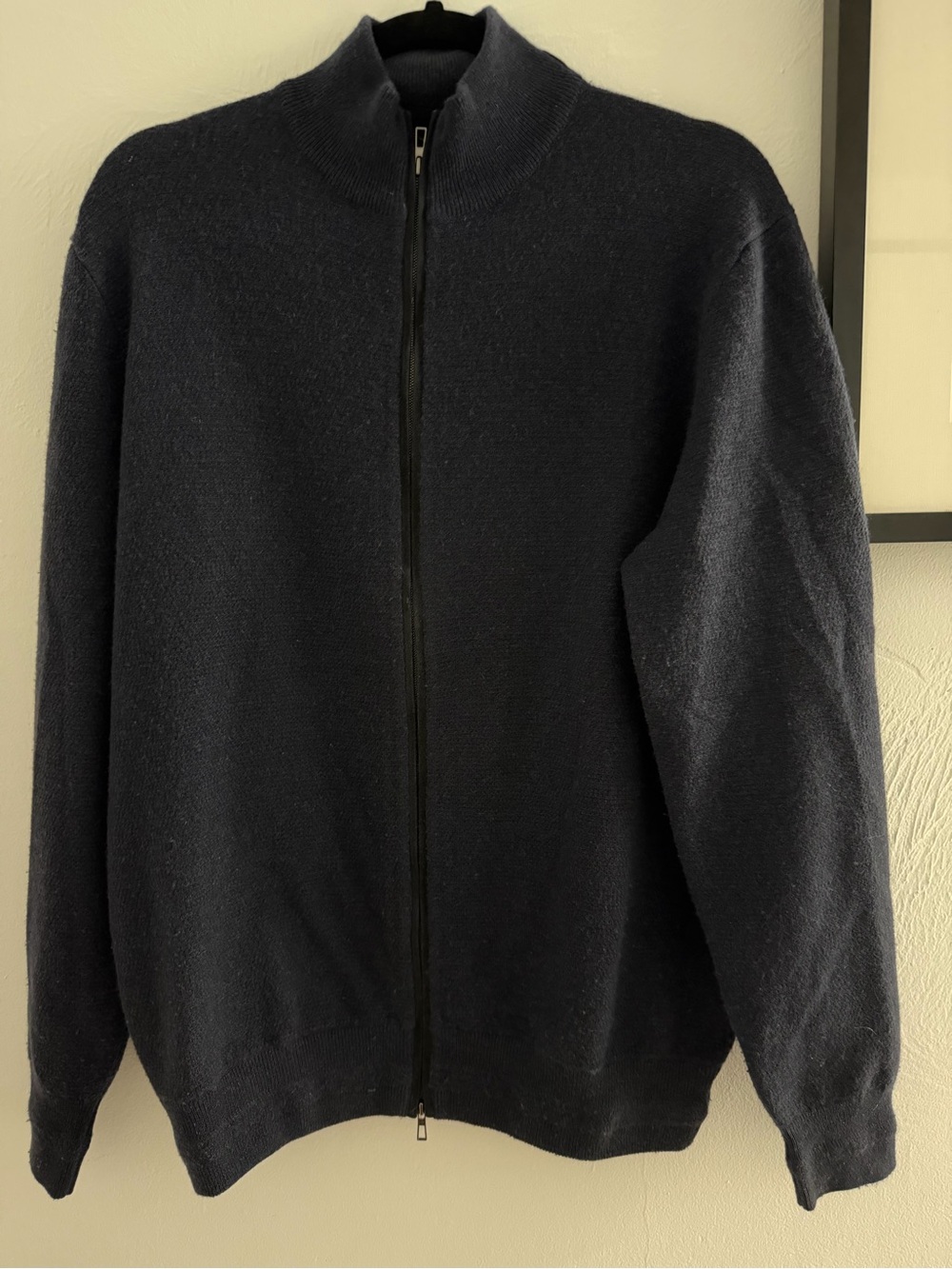 Loro Piana Men’s 100% Cashmere Full Zip Sweater Navy IT 58